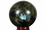 Flashy, Polished Labradorite Sphere - Great Color Play #227279-1